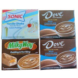 Dove MILK CHOCOLATE Sonic Vanilla Shake Milky Way 4 Pudding & Pie Filling Mix